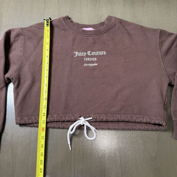 Juicy Couture Forever 21 Graphic Cropped Sweatshirt Brown Women's Small Crewneck - Picture 8 of 12
